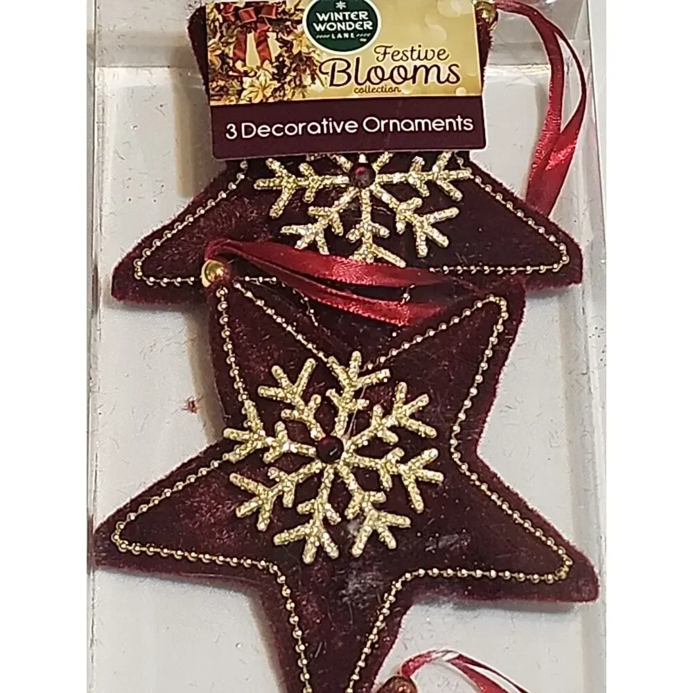 Winter Wonder Lane Festive Bloom Decorative Ornaments Burgundy 5
